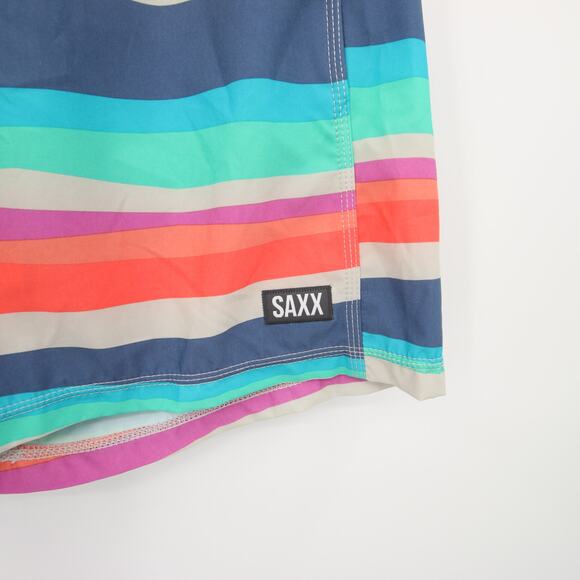 SAXX Swim Trunks Board Shorts Swim Wear Betawave 2N1 Blue Striped Ballpark 34 - Picture 5 of 12